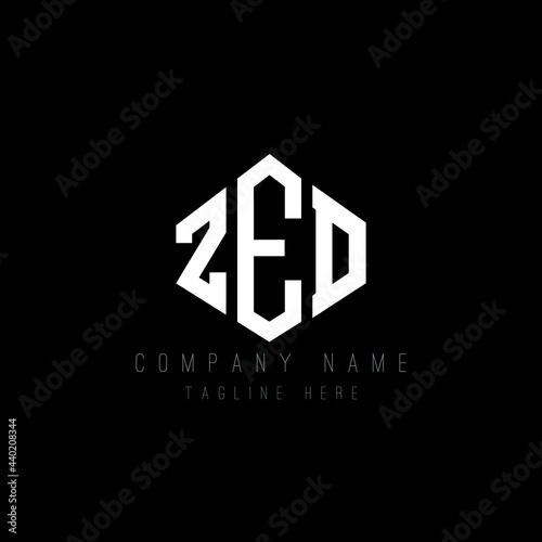 ZED letter logo design with polygon shape. ZED polygon logo monogram. ZED cube logo design. ZED hexagon vector logo template white and black colors. ZED monogram, ZED business and real estate logo. 