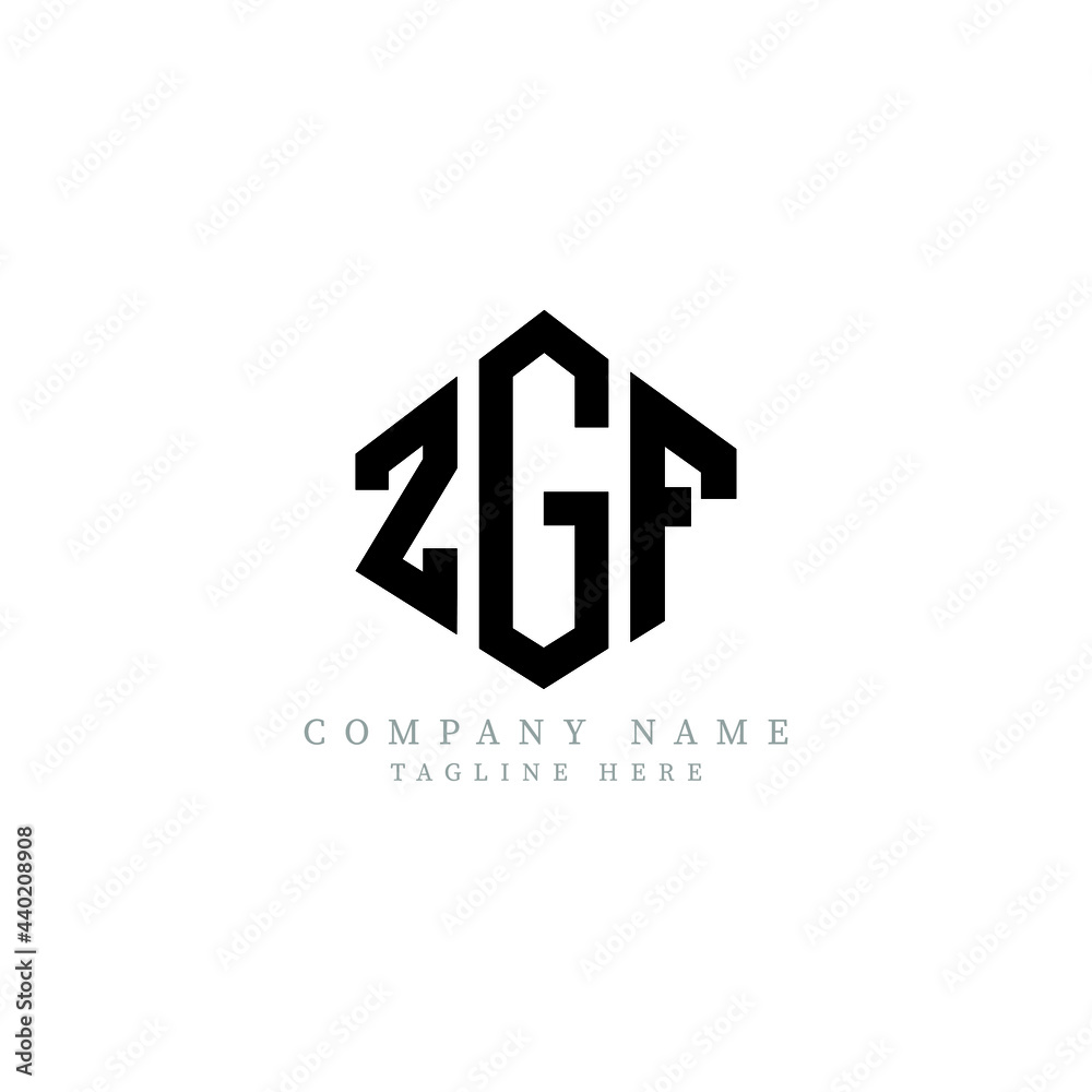 ZGF letter logo design with polygon shape. ZGF polygon logo monogram. ZGF cube logo design. ZGF hexagon vector logo template white and black colors. ZGF monogram, ZGF business and real estate logo. 