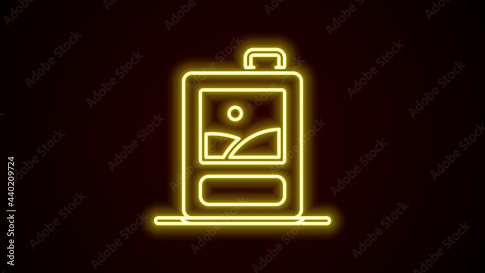 Glowing neon line Cardboard box of wine icon isolated on black background. 4K Video motion graphic animation Glowing neon line Cardboard box of wine icon isolated on black background. 4K Video motion graphic animation