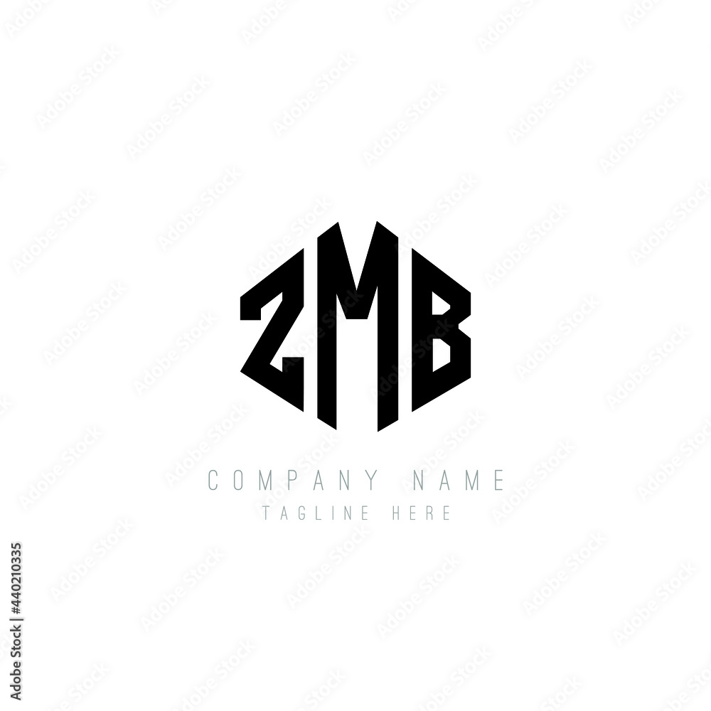 ZMB letter logo design with polygon shape. ZMB polygon logo monogram ...
