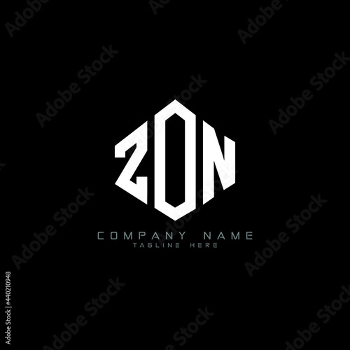 ZON letter logo design with polygon shape. ZON polygon logo monogram. ZON cube logo design. ZON hexagon vector logo template white and black colors. ZON monogram  ZON business and real estate logo. 