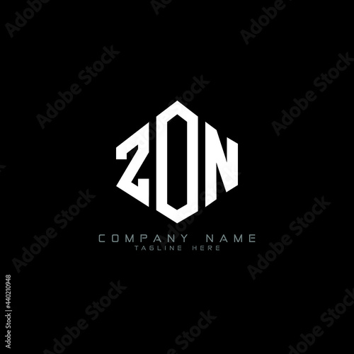 ZON letter logo design with polygon shape. ZON polygon logo monogram. ZON cube logo design. ZON