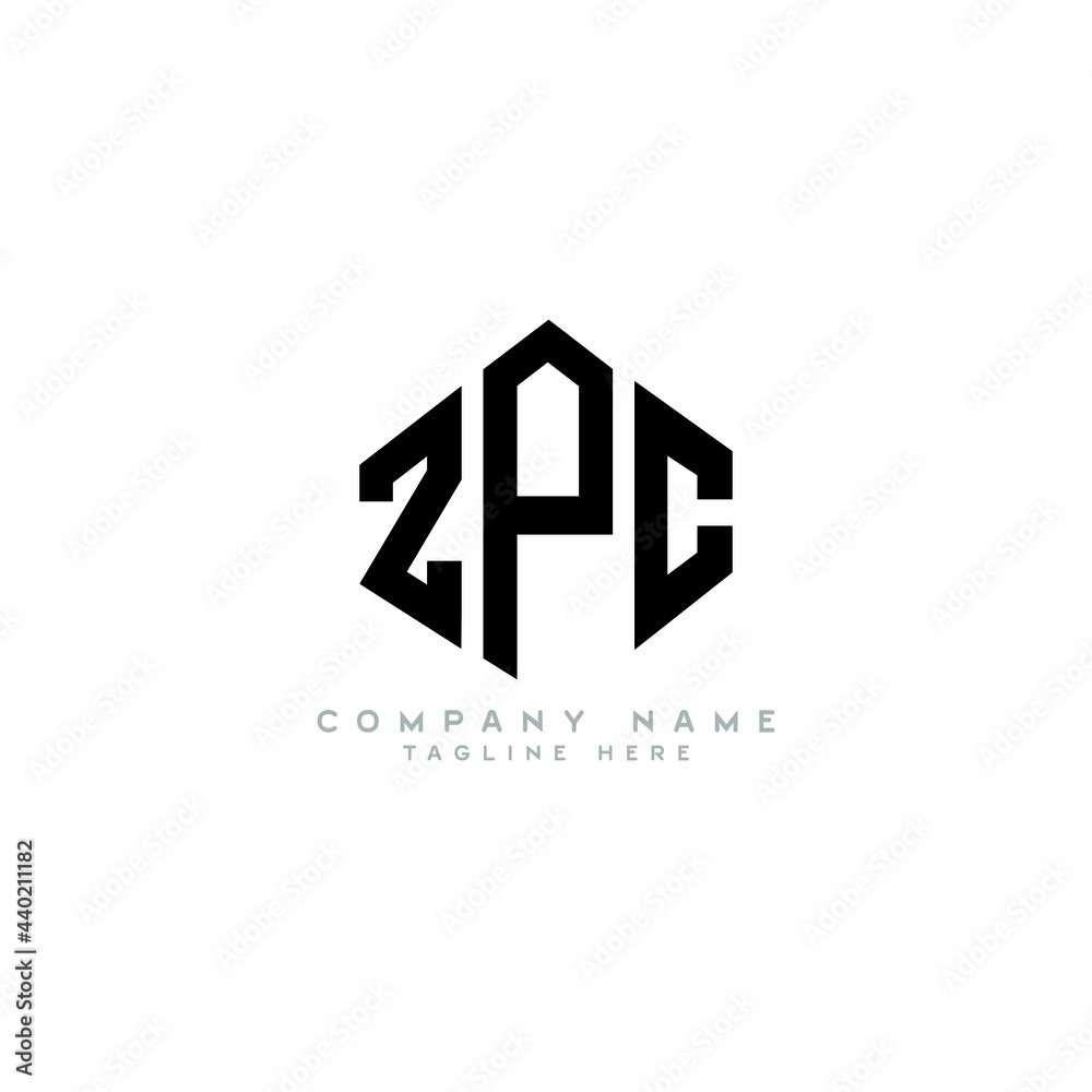 ZPC letter logo design with polygon shape. ZPC polygon logo monogram. ZPC cube logo design. ZPC hexagon vector logo template white and black colors. ZPC monogram, ZPC business and real estate logo. 