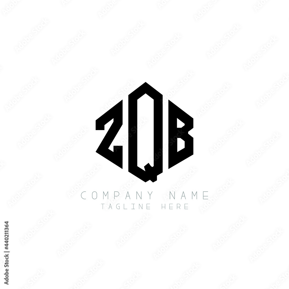 Fototapeta premium ZQB letter logo design with polygon shape. ZQB polygon logo monogram. ZQB cube logo design. ZQB hexagon vector logo template white and black colors. ZQB monogram, ZQB business and real estate logo. 