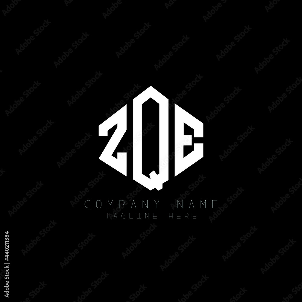 Fototapeta premium ZQE letter logo design with polygon shape. ZQE polygon logo monogram. ZQE cube logo design. ZQE hexagon vector logo template white and black colors. ZQE monogram, ZQE business and real estate logo. 