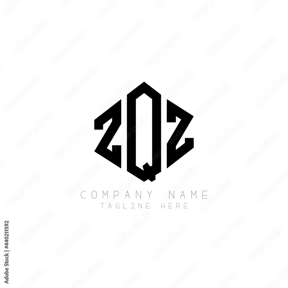 Fototapeta premium ZQZ letter logo design with polygon shape. ZQZ polygon logo monogram. ZQZ cube logo design. ZQZ hexagon vector logo template white and black colors. ZQZ monogram, ZQZ business and real estate logo. 