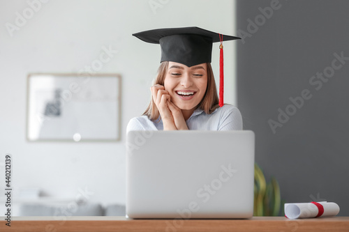 Happy female student on her...