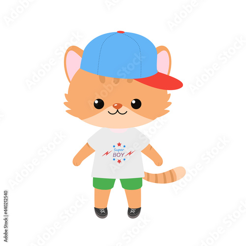 Cute character of cat in casua