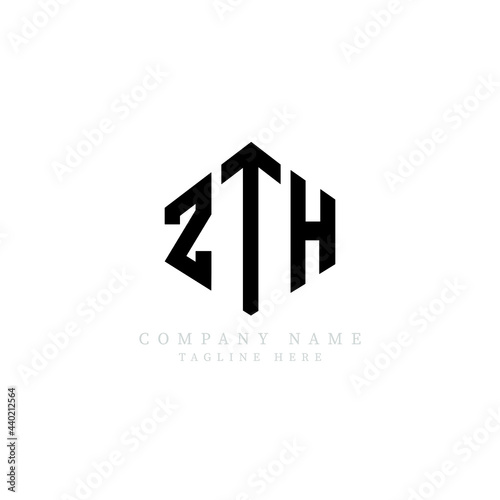 ZTH letter logo design with polygon shape. ZTH polygon logo monogram. ZTH cube logo design. ZTH hexagon vector logo template white and black colors. ZTH monogram, ZTH business and real estate logo.  photo