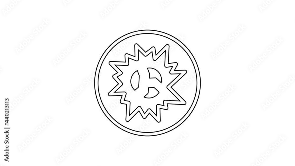 Black line Bomb explosion with shrapnel and fireball icon isolated on white background. 4K Video motion graphic animation Black line Bomb explosion with shrapnel and fireball icon isolated on white background. 4K Video motion graphic animation