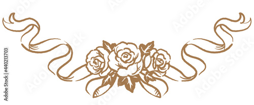 アンティークなお花とリボンの装飾オーナメント