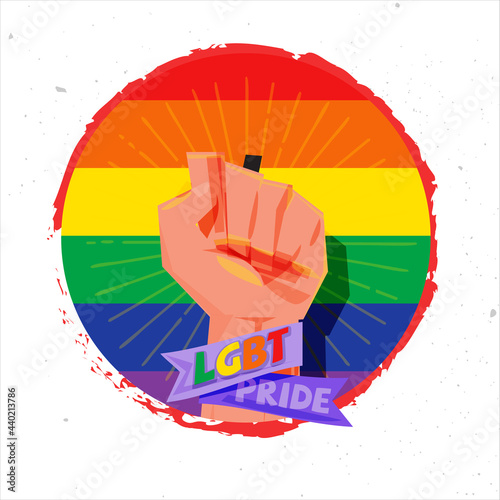 lgbt pride concept. fist hand and lagbt symbol - vector