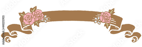 アンティークなお花とリボンの装飾フレーム