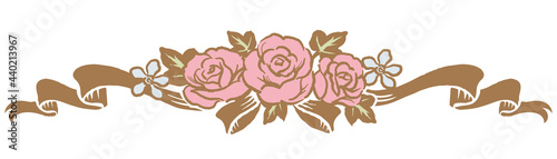 アンティークなお花とリボンの装飾オーナメント