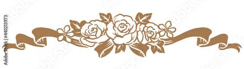 アンティークなお花とリボンの装飾オーナメント