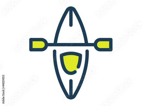 kayak canoe single isolated icon with dash or dashed line style