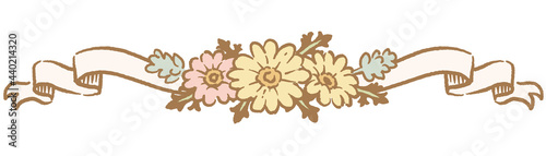 アンティークなお花とリボンの装飾オーナメント