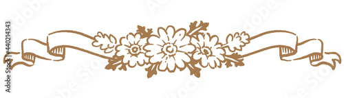 アンティークなお花とリボンの装飾オーナメント