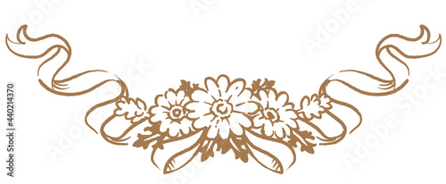 アンティークなお花とリボンの装飾オーナメント