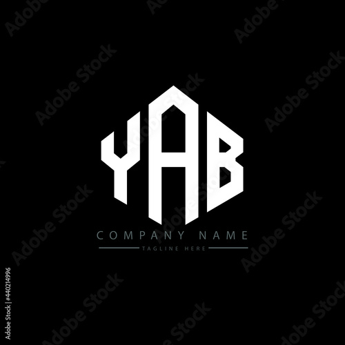 YAB letter logo design with polygon shape. YAB polygon logo monogram. YAB cube logo design. YAB hexagon vector logo template white and black colors. YAB monogram, YAB business and real estate logo. 