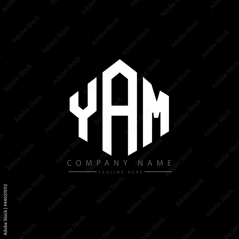 YAM letter logo design with polygon shape. YAM polygon logo monogram. YAM cube logo design. YAM hexagon vector logo template white and black colors. YAM monogram, YAM business and real estate logo. 