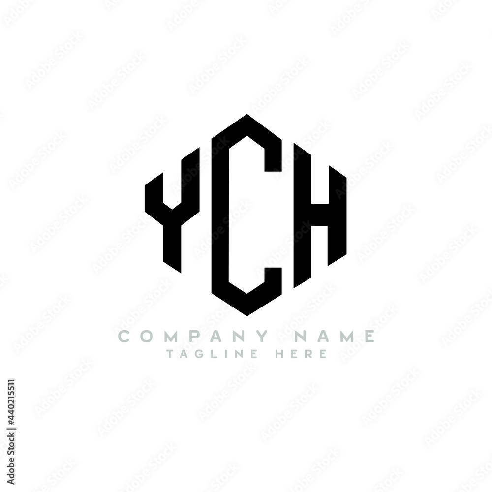 YCH letter logo design with polygon shape. YCH polygon logo monogram. YCH cube logo design. YCH hexagon vector logo template white and black colors. YCH monogram, YCH business and real estate logo. 