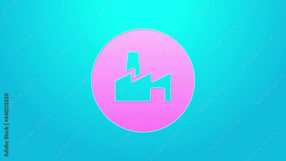 Pink line Factory production icon isolated on blue background. Industrial building. 4K Video motion graphic animation Pink line Factory production icon isolated on blue background. Industrial building. 4K Video motion graphic animation