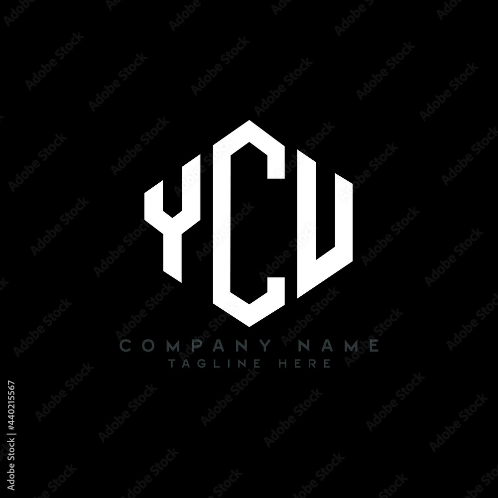 YCU letter logo design with polygon shape. YCU polygon logo monogram. YCU cube logo design. YCU hexagon vector logo template white and black colors. YCU monogram, YCU business and real estate logo. 