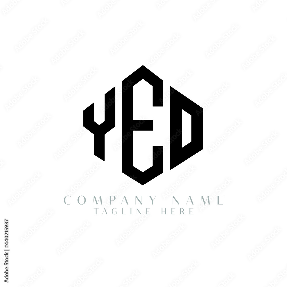 YED letter logo design with polygon shape. YED polygon logo monogram. YED cube logo design. YED hexagon vector logo template white and black colors. YED monogram, YED business and real estate logo. 