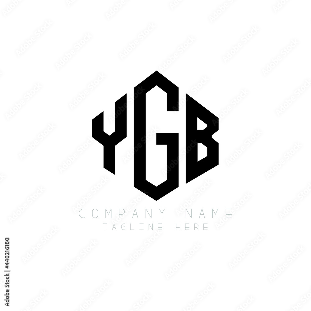 YGB letter logo design with polygon shape. YGB polygon logo monogram. YGB cube logo design. YGB hexagon vector logo template white and black colors. YGB monogram, YGB business and real estate logo. 