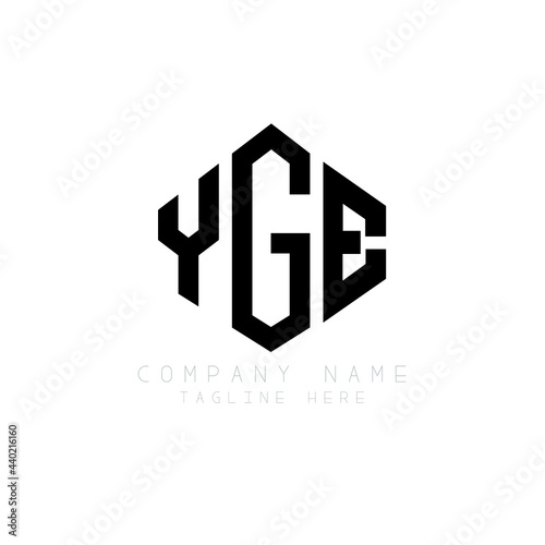 YGE letter logo design with polygon shape. YGE polygon logo monogram. YGE cube logo design. YGE hexagon vector logo template white and black colors. YGE monogram, YGE business and real estate logo. 