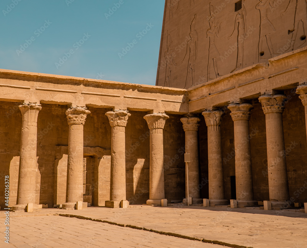 Inside the Temple of Horus in Edfu (Edfu Temple) from the Greek period