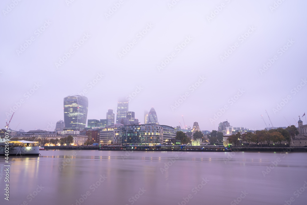 London financial district at dawn London financial district at dawn