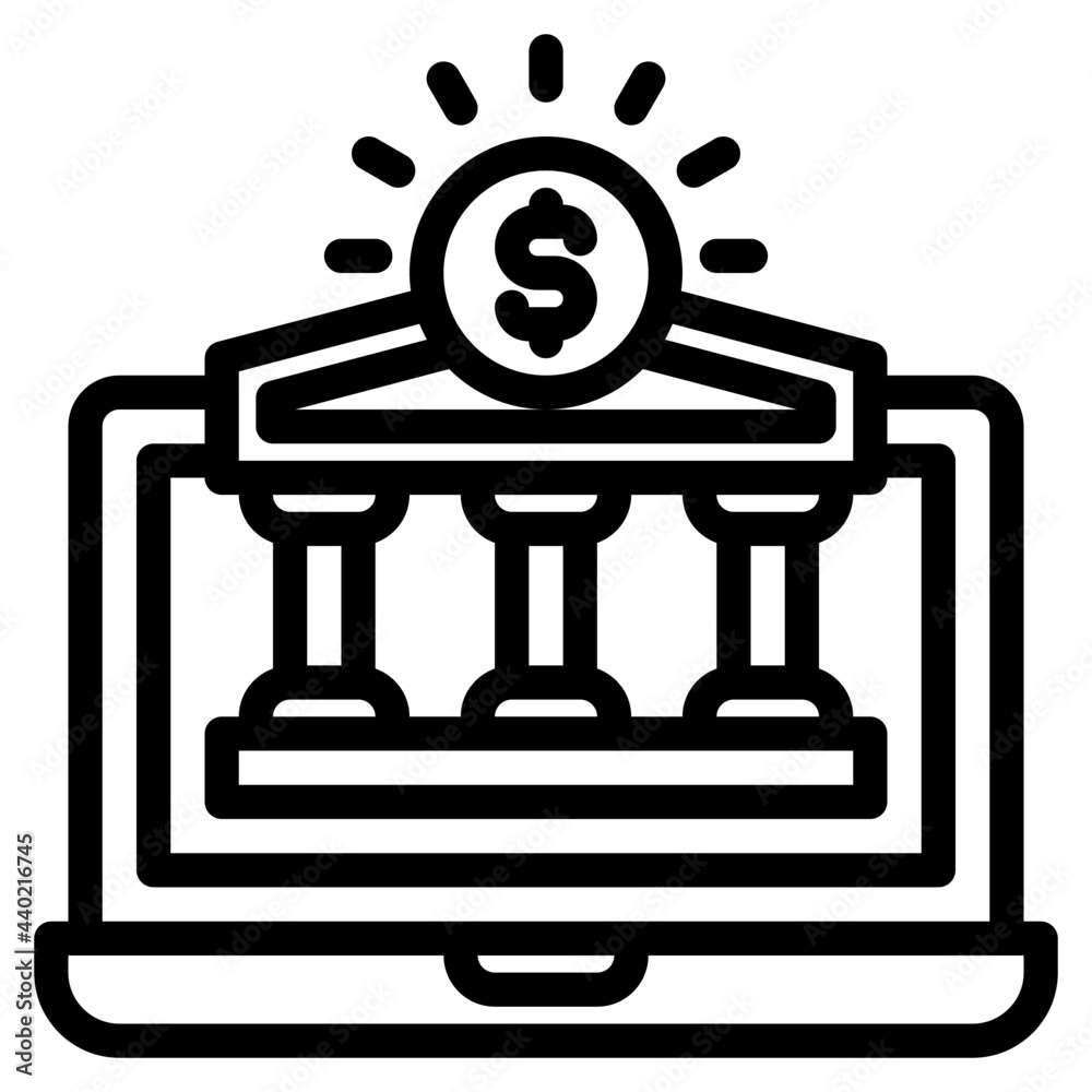Internet banking outline style icon
