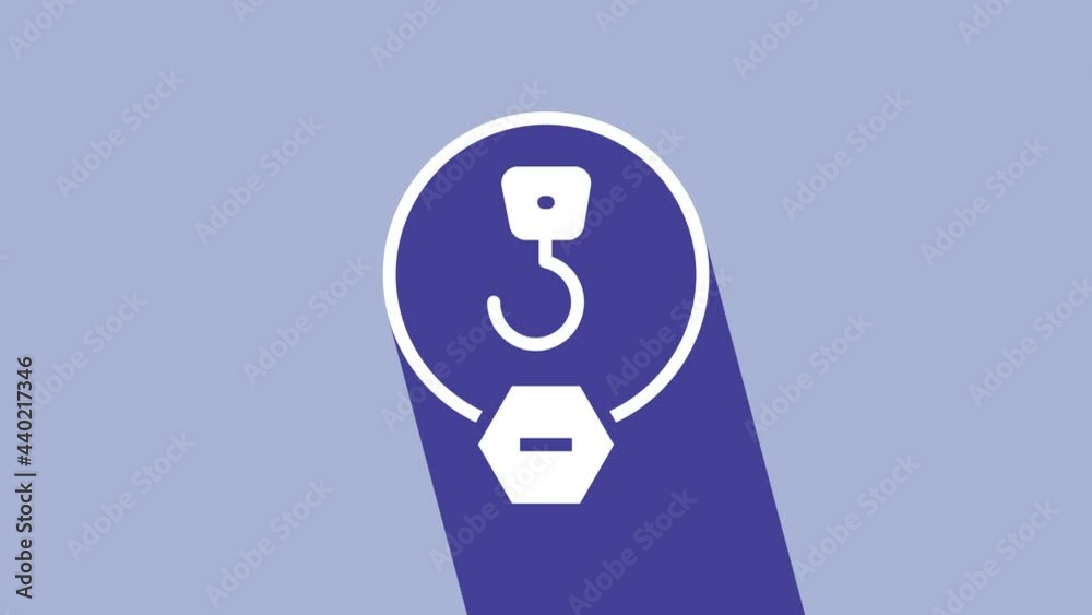 White Industrial hook icon isolated on purple background. Crane hook icon. 4K Video motion graphic animation White Industrial hook icon isolated on purple background. Crane hook icon. 4K Video motion graphic animation