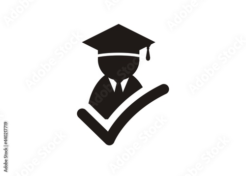 Smart fresh graduate simple illustration in black and white.