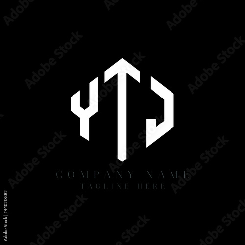 YTJ letter logo design with polygon shape. YTJ polygon logo monogram. YTJ cube logo design. YTJ hexagon vector logo template white and black colors. YTJ monogram, YTJ business and real estate logo.  photo