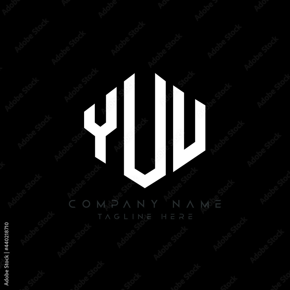 YUU letter logo design with polygon shape. YUU polygon logo monogram. YUU cube logo design. YUU hexagon vector logo template white and black colors. YUU monogram, YUU business and real estate logo. 