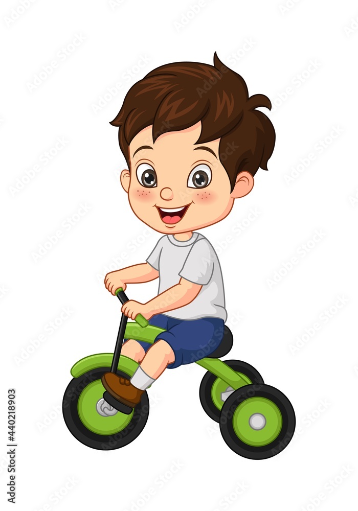 Cartoon little boy riding tricycle Stock Vector Adobe Stock