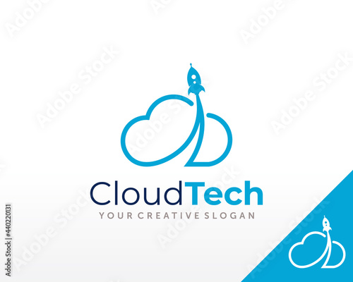 Fototapeta Naklejka Na Ścianę i Meble -  Cloud Tech Logo. Smart Digital Cloud Logo Design Vector