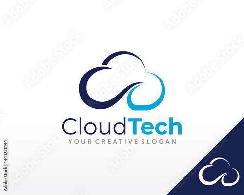 Cloud Tech Logo. Smart Digital Cloud Logo Design Vector