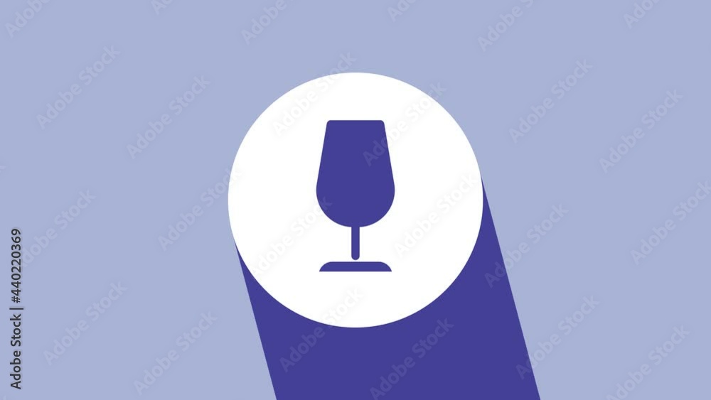 White Fragile broken glass symbol for delivery boxes icon isolated on purple background. 4K Video motion graphic animation White Fragile broken glass symbol for delivery boxes icon isolated on purple background. 4K Video motion graphic animation