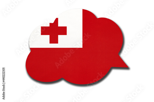 3d speech bubble with Tongan national flag isolated on white background. Symbol of Tonga country. photo