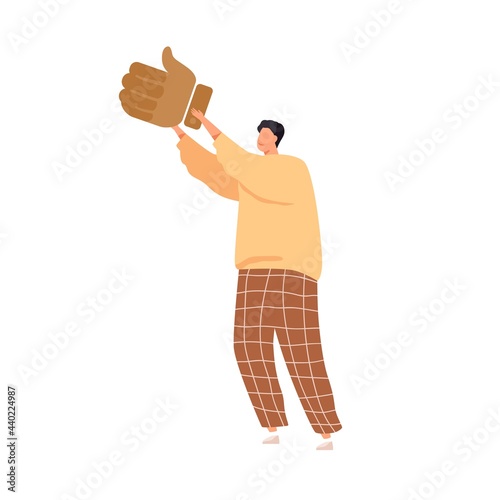 Person like and agree with smth., showing thumb up. Concept of positive feedb...
