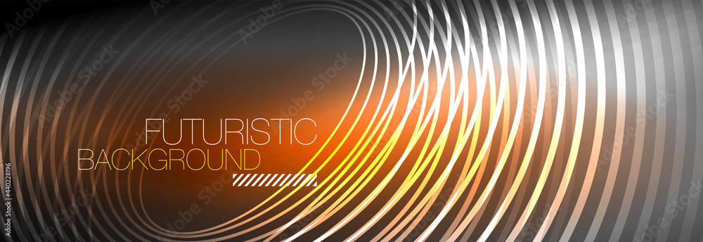 Dark abstract background with glowing neon circles. Trendy layout template for business or technology presentation, internet poster or web brochure cover, wallpaper Dark abstract background with glowing neon circles. Trendy layout template for business or technology presentation, internet poster or web brochure cover, wallpaper