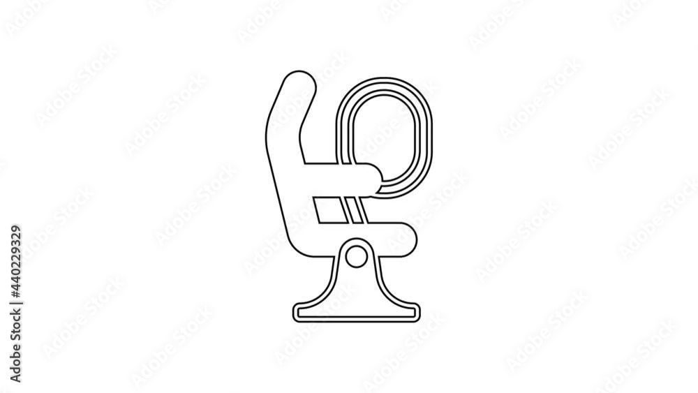 Black line Airplane seat icon isolated on white background. 4K Video motion graphic animation Black line Airplane seat icon isolated on white background. 4K Video motion graphic animation
