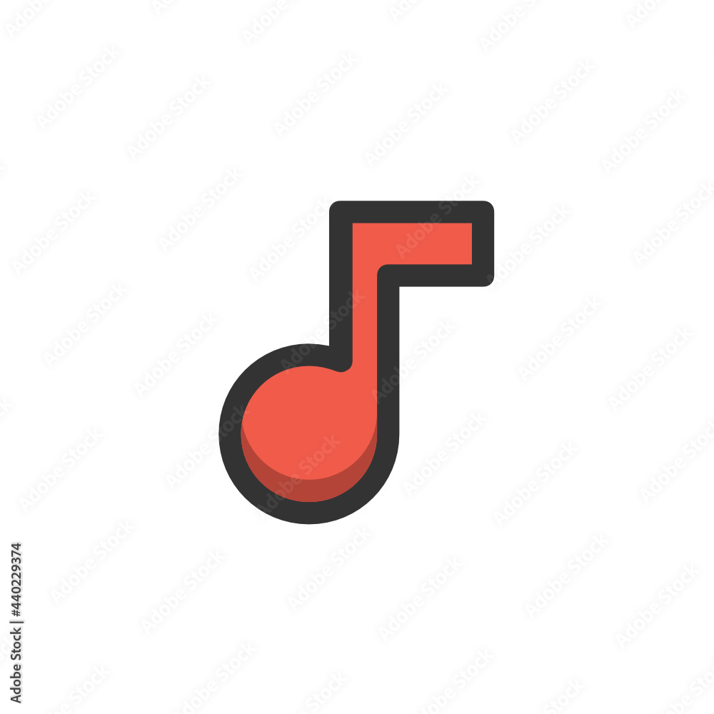 Music Note filled outline icon. Music Note filled outline icon.
