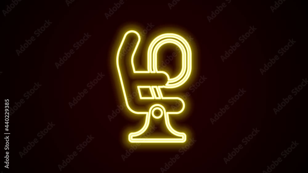 Glowing neon line Airplane seat icon isolated on black background. 4K Video motion graphic animation Glowing neon line Airplane seat icon isolated on black background. 4K Video motion graphic animation