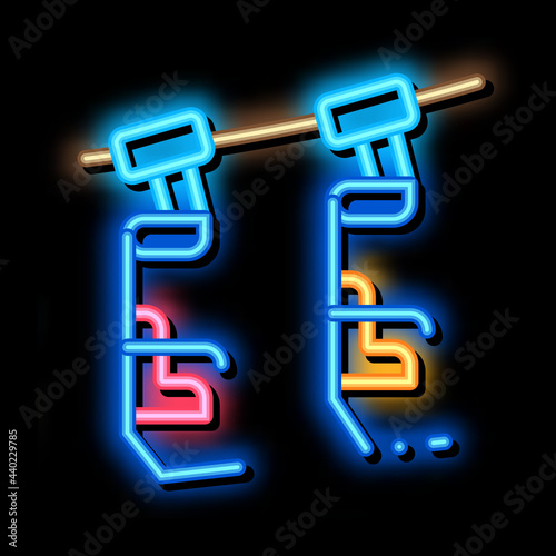 ski resort chairlift neon light sign vector. Glowing bright icon ski resort chairlift sign. transparent symbol illustration