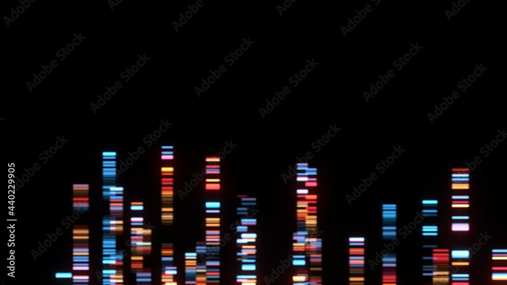 DNA sequencing concept wit colorful strips. 3D render / rendering.

